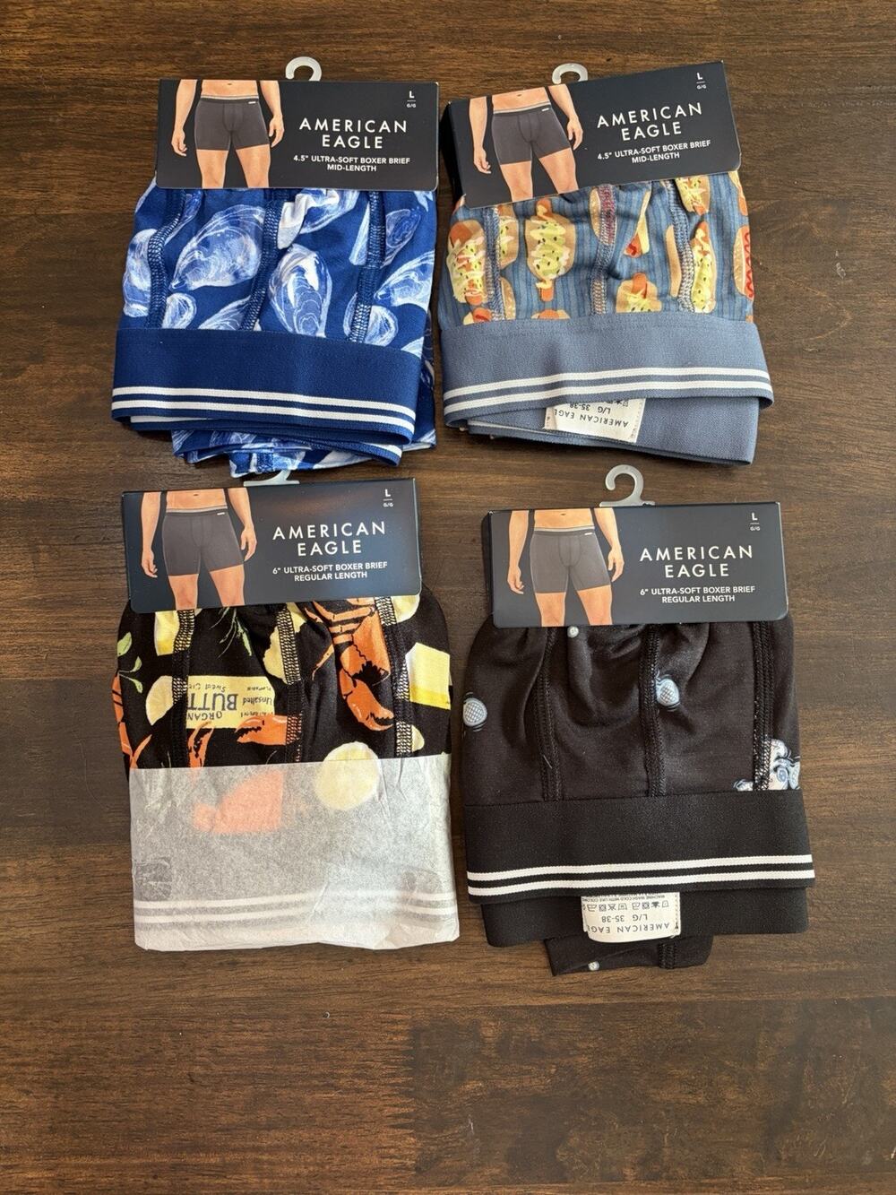 (4) Large American Eagle Men’s Underwear 6” And 4.5" Boxer Brief Wicking Fabrc